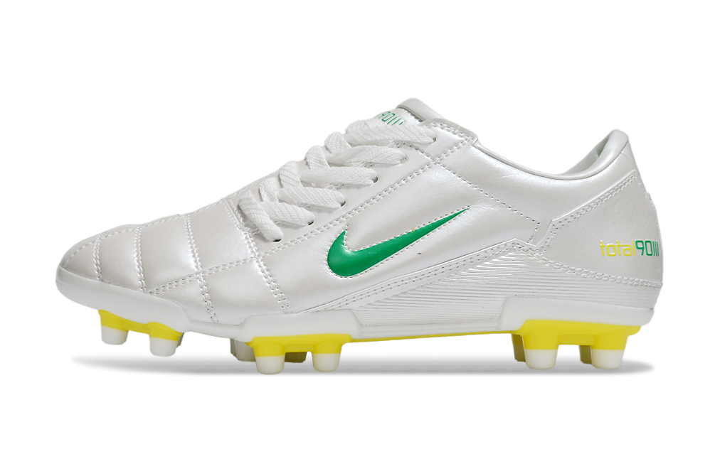 T90 Series Firm Ground FG Soccer Boots - White/Yellow/Green