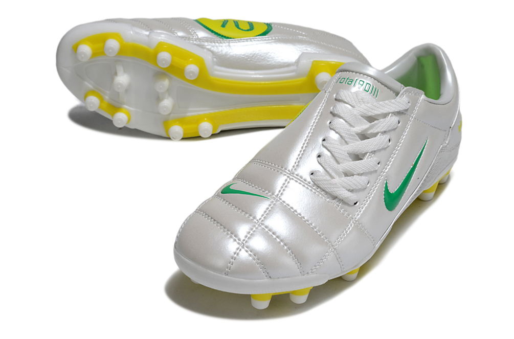 T90 Series Firm Ground FG Soccer Boots - White/Yellow/Green