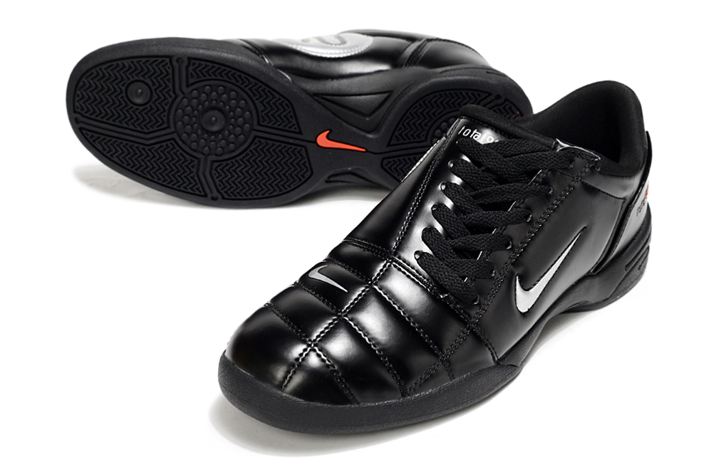 T90 Series IC Indoor Multi Ground MD Sole Soccer Shoes - Black/Metallic Silver/Black