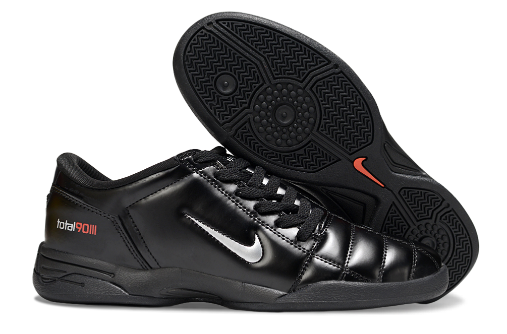 T90 Series IC Indoor Multi Ground MD Sole Soccer Shoes - Black/Metallic Silver/Black