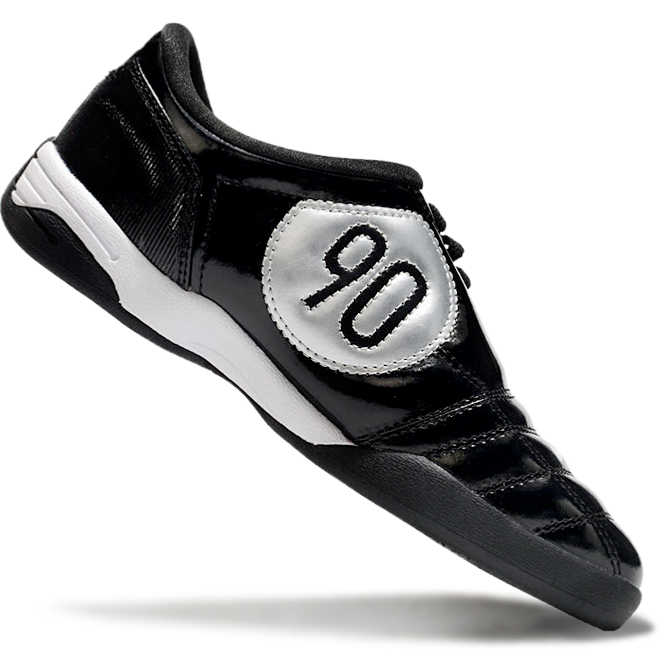 T90 Series IC Indoor Multi Ground MD Sole Soccer Shoes - Black/Metallic Silver/White