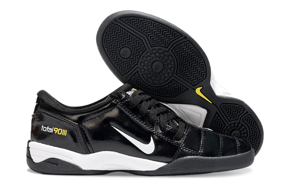 T90 Series IC Indoor Multi Ground MD Sole Soccer Shoes - Black/Metallic Silver/White
