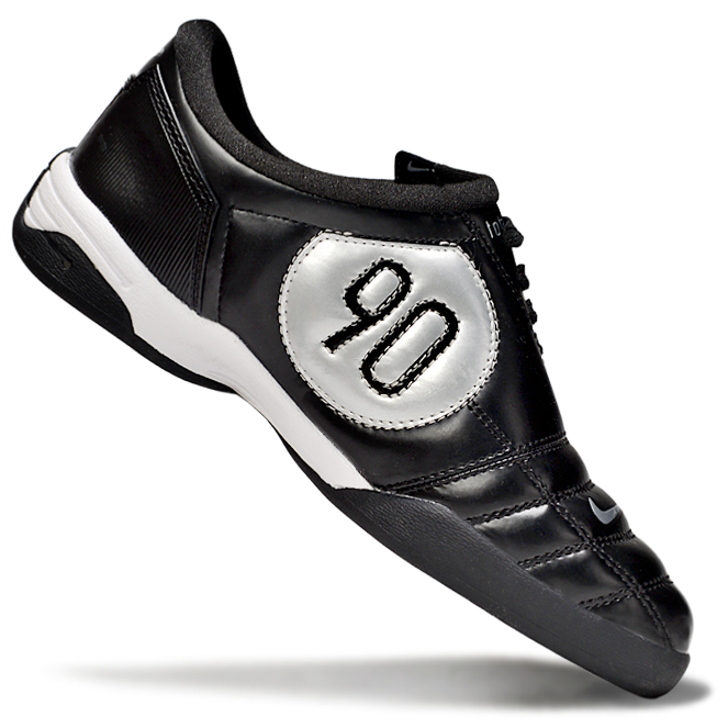 T90 Series IC Indoor Multi Ground MD Sole Soccer Shoes - Black/White/Metallic Silver