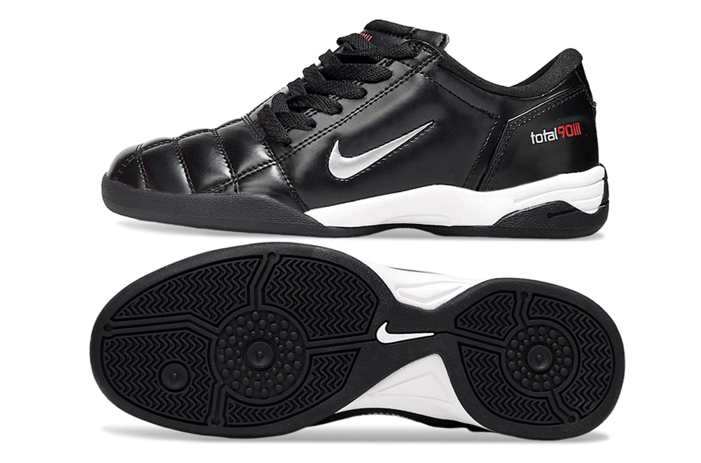 T90 Series IC Indoor Multi Ground MD Sole Soccer Shoes - Black/White/Metallic Silver