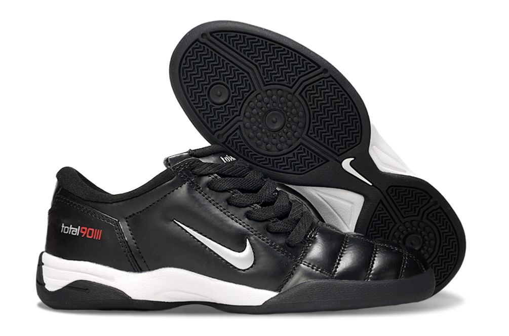 T90 Series IC Indoor Multi Ground MD Sole Soccer Shoes - Black/White/Metallic Silver