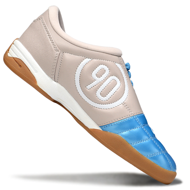 T90 Series IC Indoor Multi Ground MD Sole Soccer Shoes - Glossy Light Blue/White/Vast Grey/Gum Light Brown