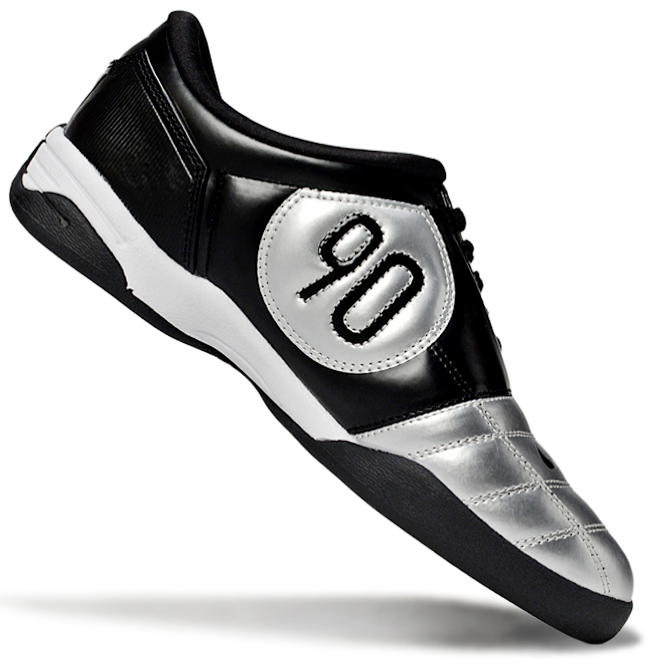 T90 Series IC Indoor Multi Ground MD Sole Soccer Shoes - Metallic Silver/Black/White