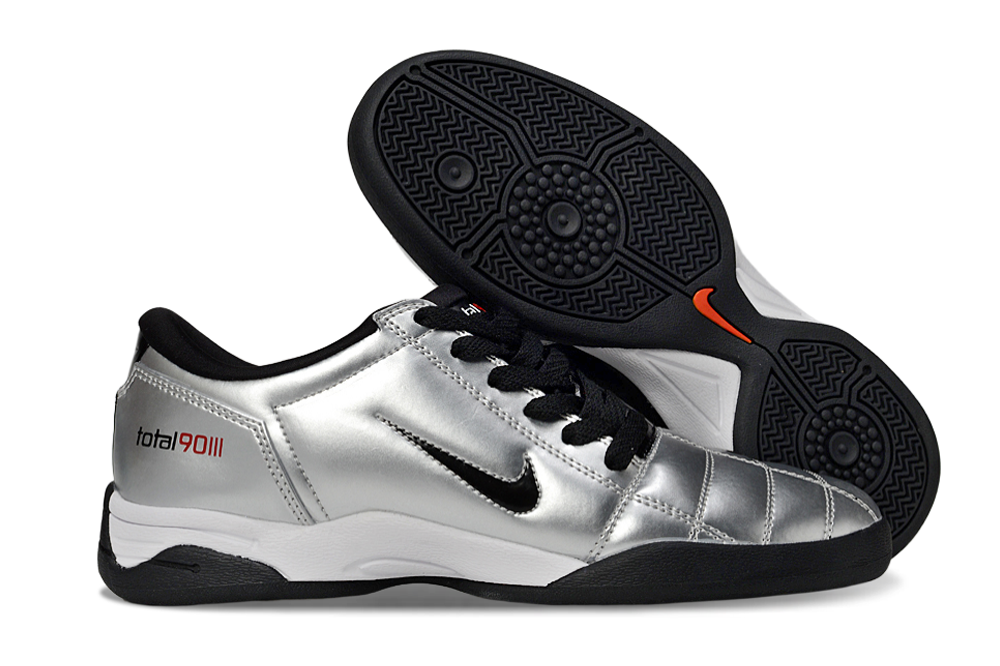 T90 Series IC Indoor Multi Ground MD Sole Soccer Shoes - Metallic Silver/Black/White