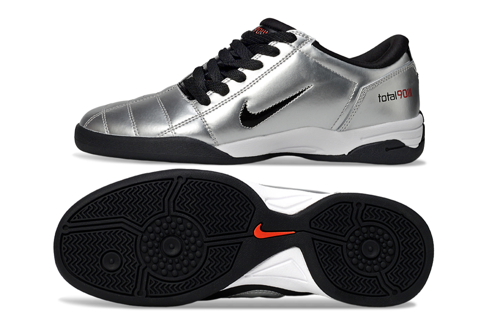 T90 Series IC Indoor Multi Ground MD Sole Soccer Shoes - Metallic Silver/Black/White