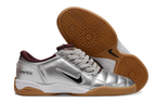 T90 Series IC Indoor Multi Ground MD Sole Soccer Shoes - Metallic Silver/Bordeaux/White/Brown