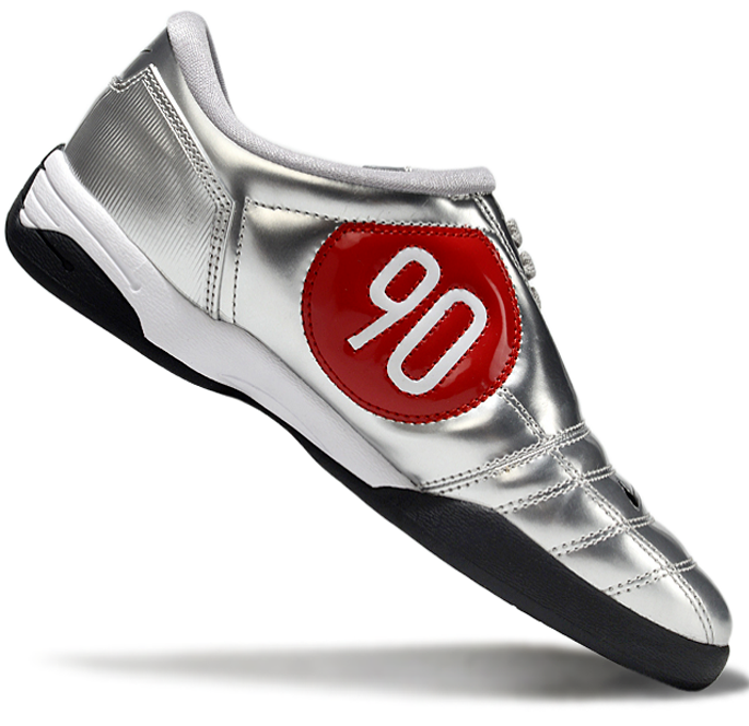 T90 Series IC Indoor Multi Ground MD Sole Soccer Shoes - Metallic Silver/White/Black
