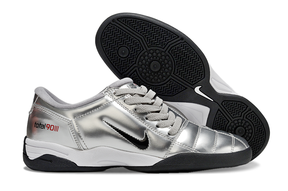 T90 Series IC Indoor Multi Ground MD Sole Soccer Shoes - Metallic Silver/White/Black