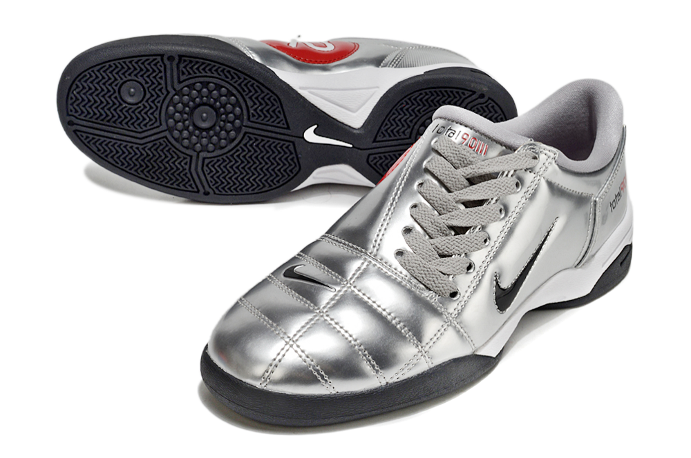 T90 Series IC Indoor Multi Ground MD Sole Soccer Shoes - Metallic Silver/White/Black