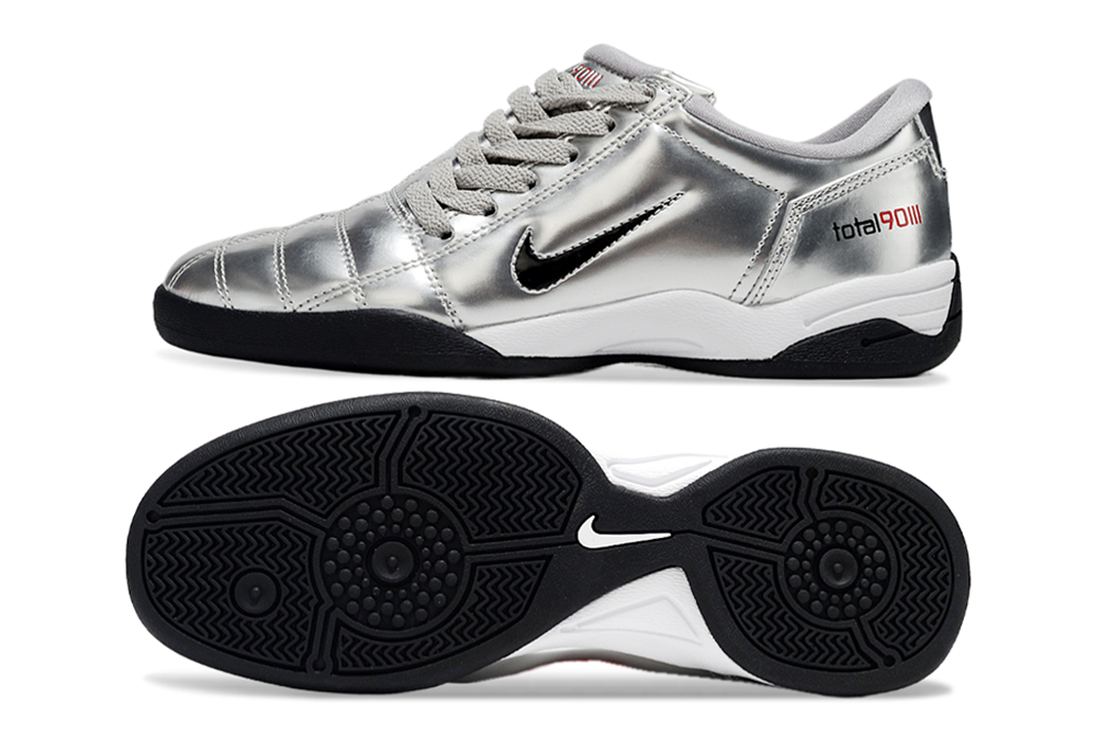 T90 Series IC Indoor Multi Ground MD Sole Soccer Shoes - Metallic Silver/White/Black