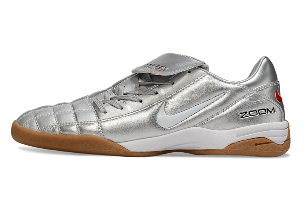 T90 Series IC Indoor Multi Ground MD Sole Soccer Shoes - Metallic Silver/White/Brown