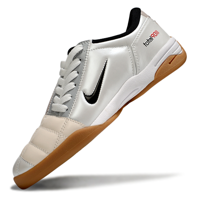T90 Series IC Indoor Multi Ground MD Sole Soccer Shoes - White/Black/Gum Light Brown