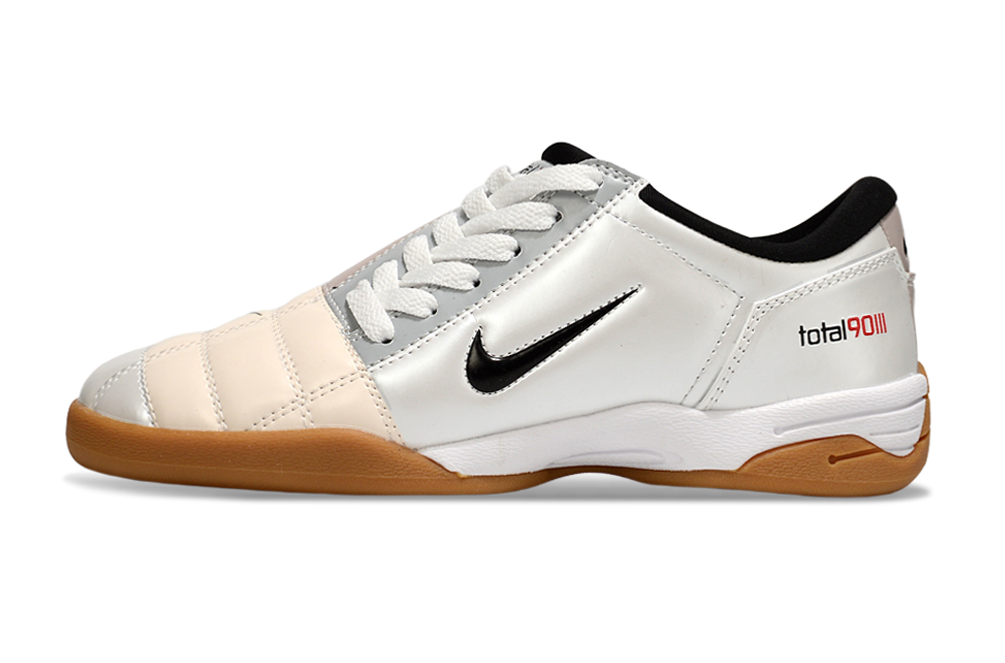 T90 Series IC Indoor Multi Ground MD Sole Soccer Shoes - White/Black/Gum Light Brown