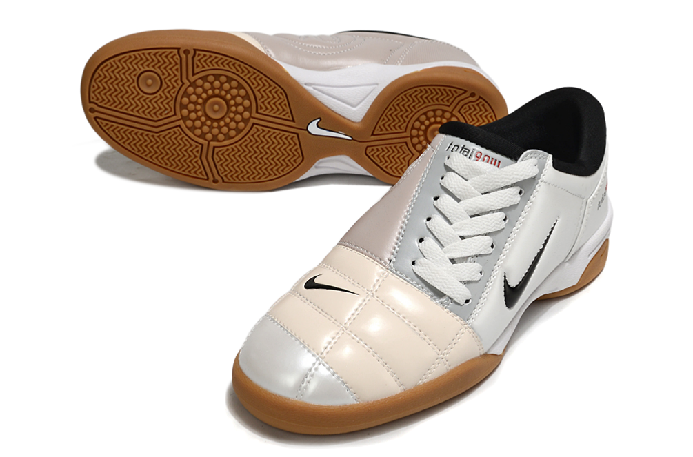 T90 Series IC Indoor Multi Ground MD Sole Soccer Shoes - White/Black/Gum Light Brown