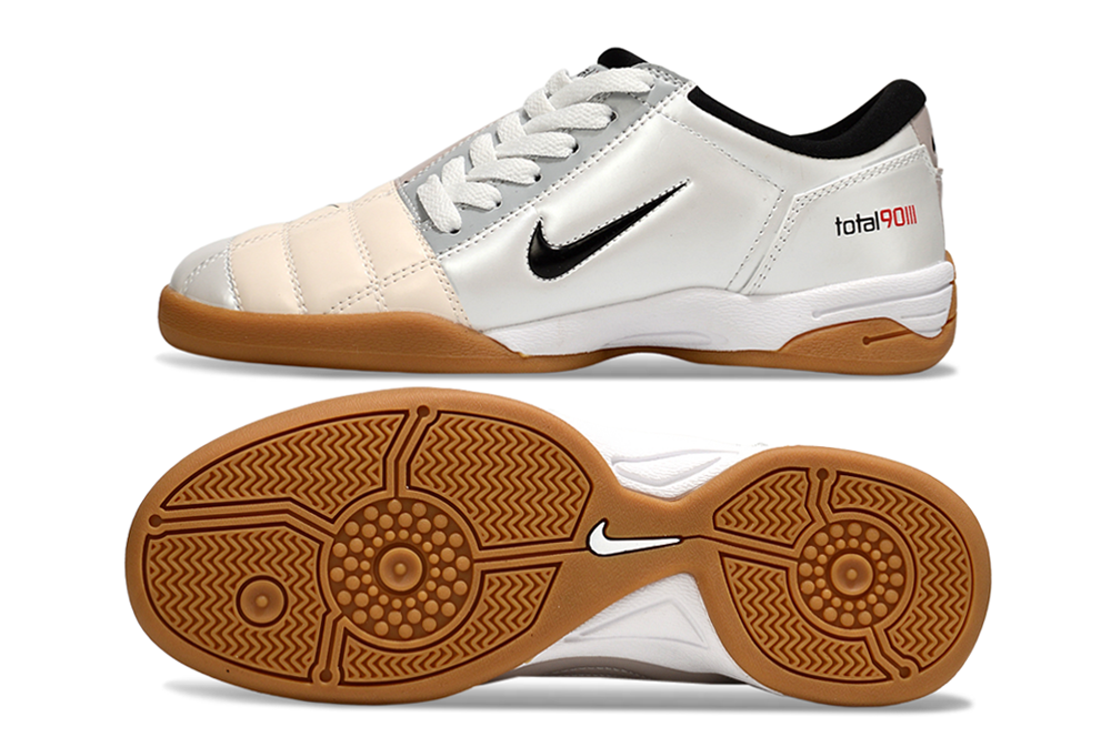 T90 Series IC Indoor Multi Ground MD Sole Soccer Shoes - White/Black/Gum Light Brown