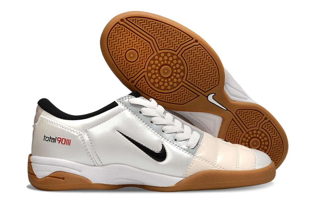 T90 Series IC Indoor Multi Ground MD Sole Soccer Shoes - White/Black/Gum Light Brown