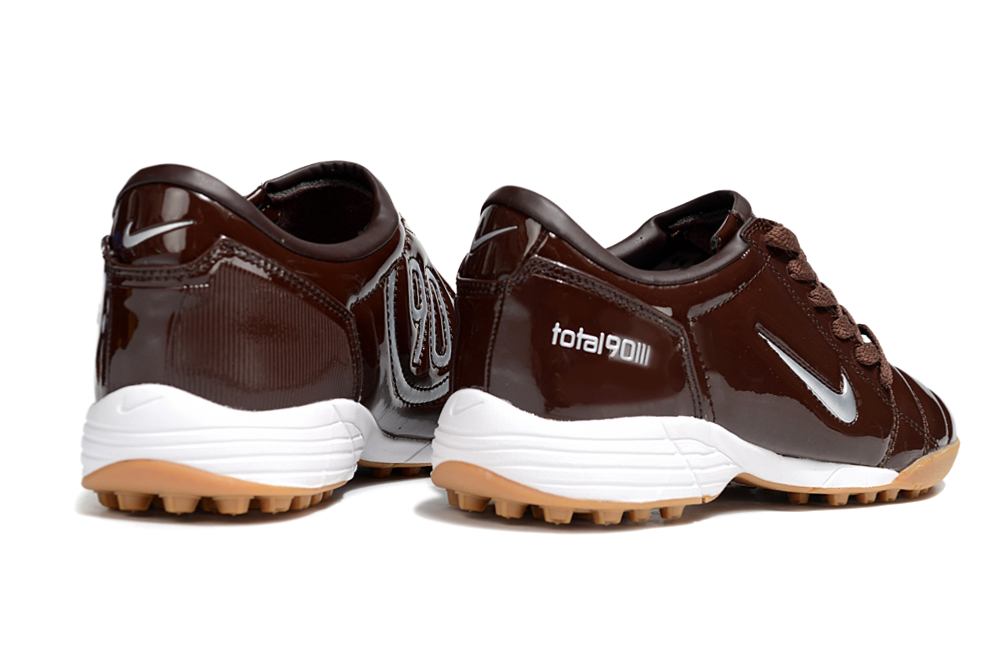 T90 Series MD Turf Soccer Shoes with Grass Spikes - Baroque Brown/Metallic Silver/White