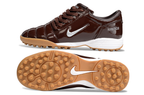 T90 Series MD Turf Soccer Shoes with Grass Spikes - Baroque Brown/Metallic Silver/White
