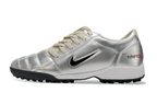 T90 Series MD Turf Soccer Shoes with Grass Spikes - Beige/Metallic Silver/Black/White