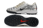 T90 Series MD Turf Soccer Shoes with Grass Spikes - Beige/Metallic Silver/Black/White