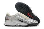T90 Series MD Turf Soccer Shoes with Grass Spikes - Beige/Metallic Silver/Black/White