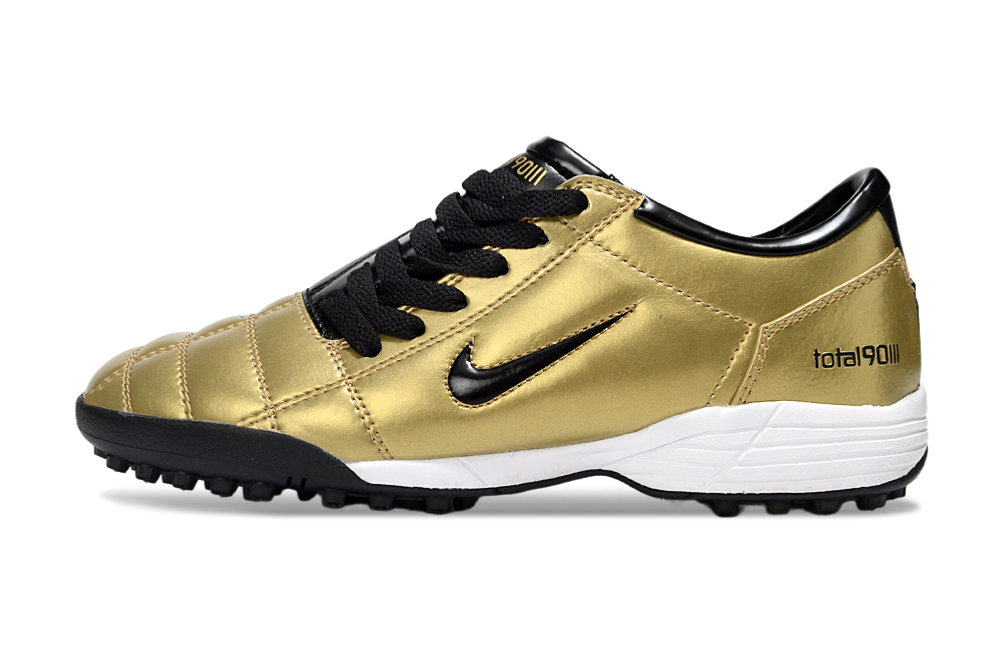 T90 Series MD Turf Soccer Shoes with Grass Spikes - Black/Gold/White