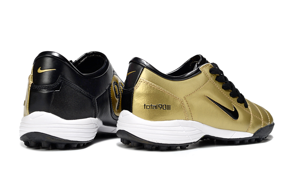 T90 Series MD Turf Soccer Shoes with Grass Spikes - Black/Gold/White