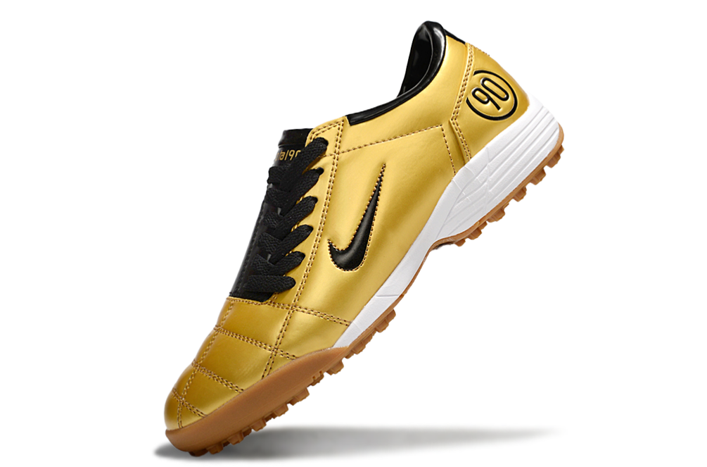 T90 Series MD Turf Soccer Shoes with Grass Spikes - Black/Gold/White/Brown