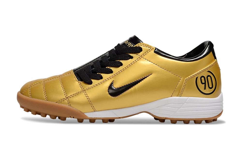 T90 Series MD Turf Soccer Shoes with Grass Spikes - Black/Gold/White/Brown