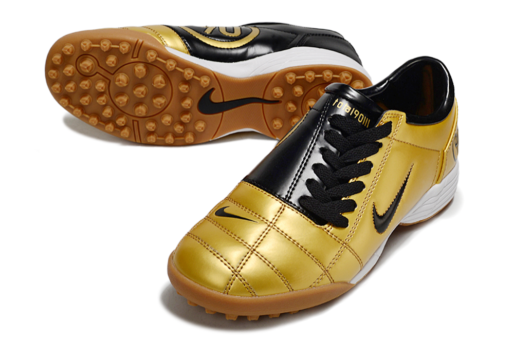 T90 Series MD Turf Soccer Shoes with Grass Spikes - Black/Gold/White/Brown