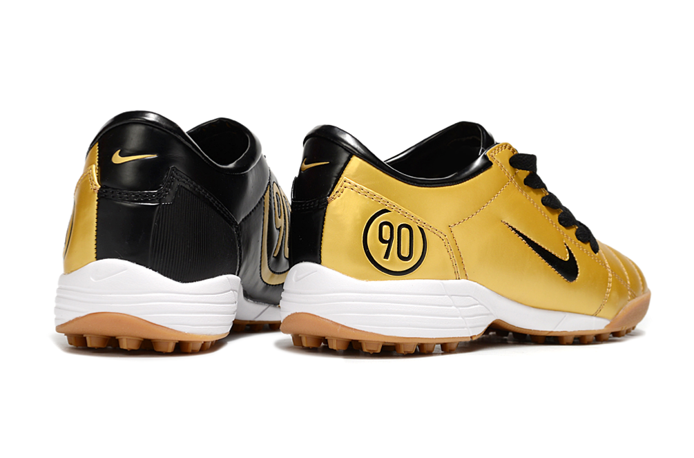 T90 Series MD Turf Soccer Shoes with Grass Spikes - Black/Gold/White/Brown