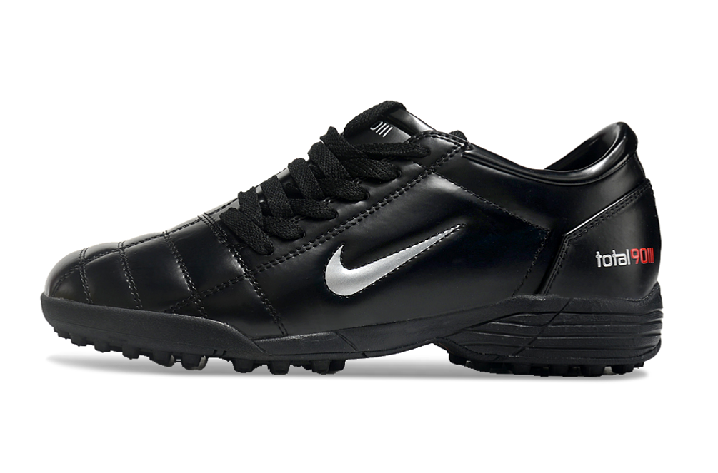 T90 Series MD Turf Soccer Shoes with Grass Spikes - Black/Metallic Silver