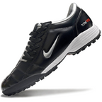 T90 Series MD Turf Soccer Shoes with Grass Spikes - Black/Metallic Silver/White
