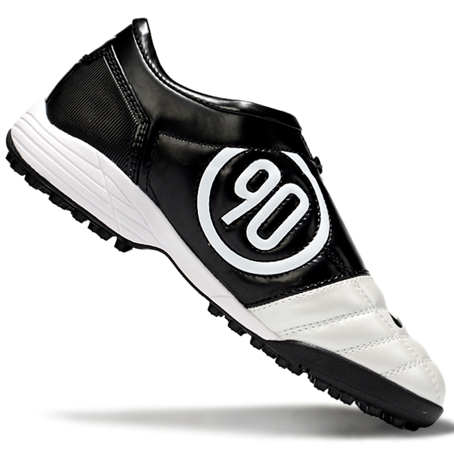 T90 Series MD Turf Soccer Shoes with Grass Spikes - Black/White