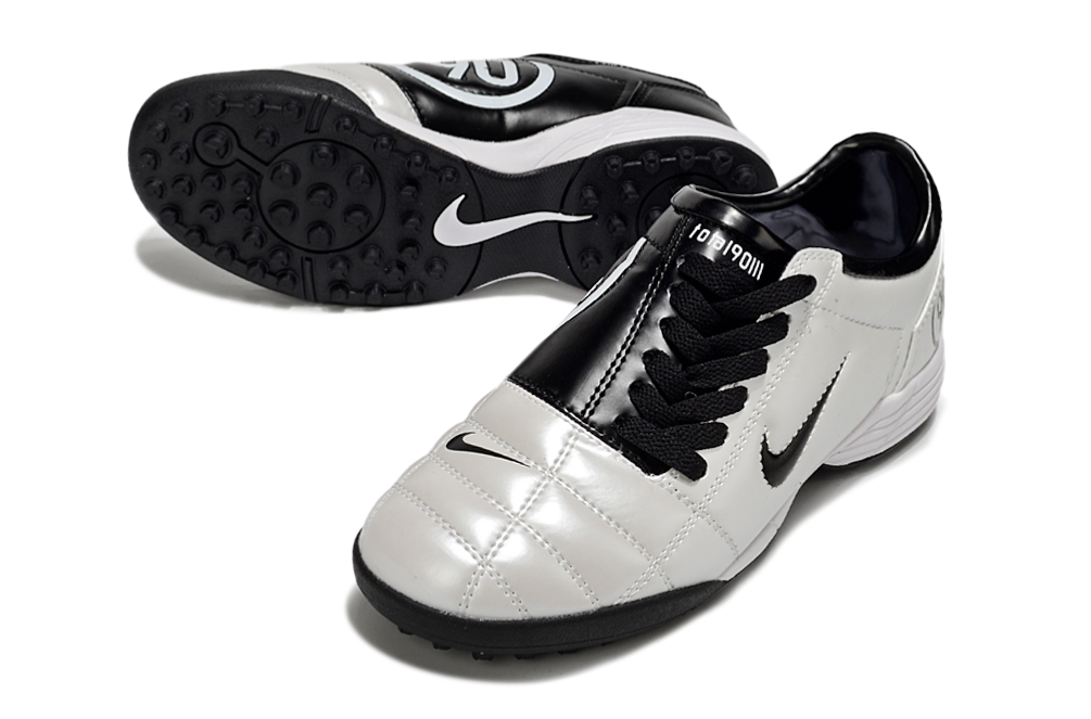 T90 Series MD Turf Soccer Shoes with Grass Spikes - Black/White