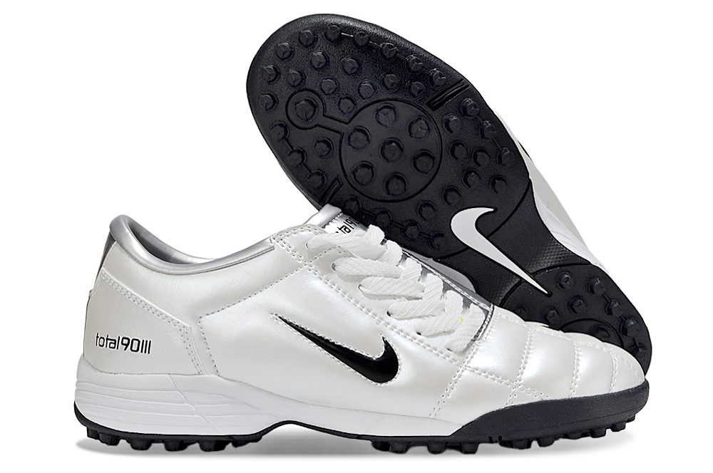 T90 Series MD Turf Soccer Shoes with Grass Spikes - Black/White