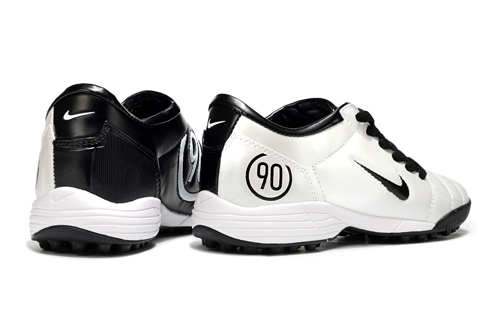T90 Series MD Turf Soccer Shoes with Grass Spikes - Black/White