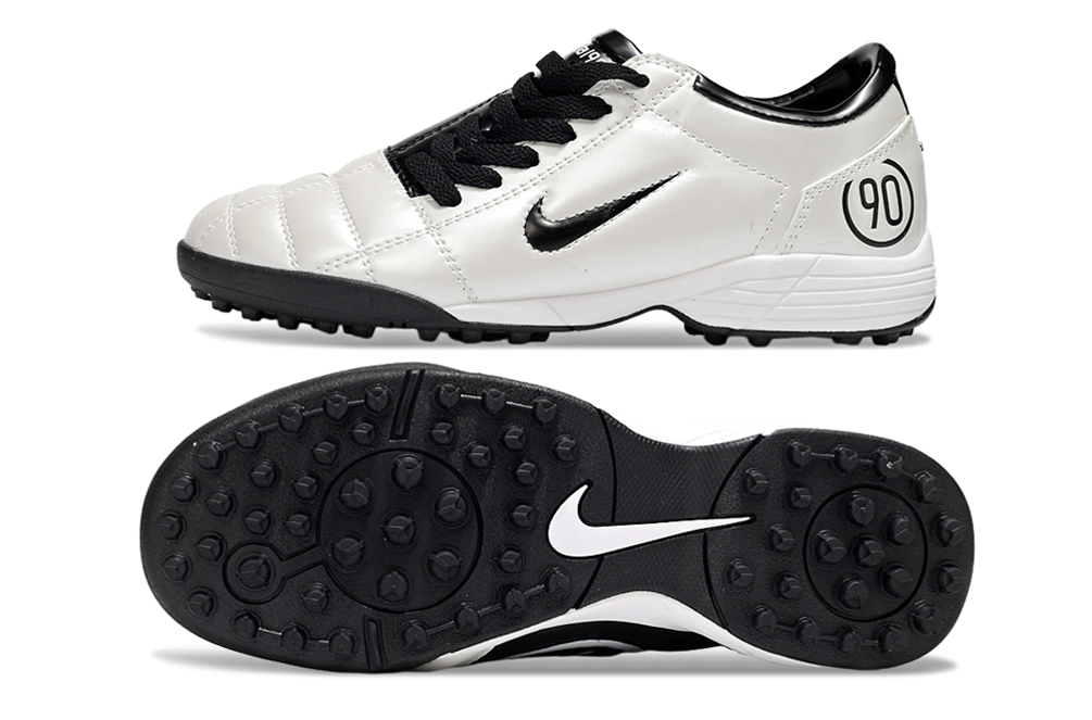 T90 Series MD Turf Soccer Shoes with Grass Spikes - Black/White