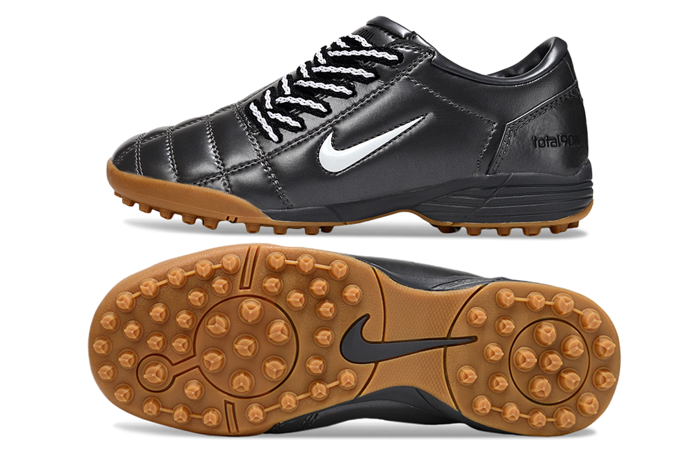 T90 Series MD Turf Soccer Shoes with Grass Spikes - Black/White/Brown
