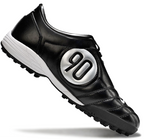 T90 Series MD Turf Soccer Shoes with Grass Spikes - Black/White/Metallic Silver