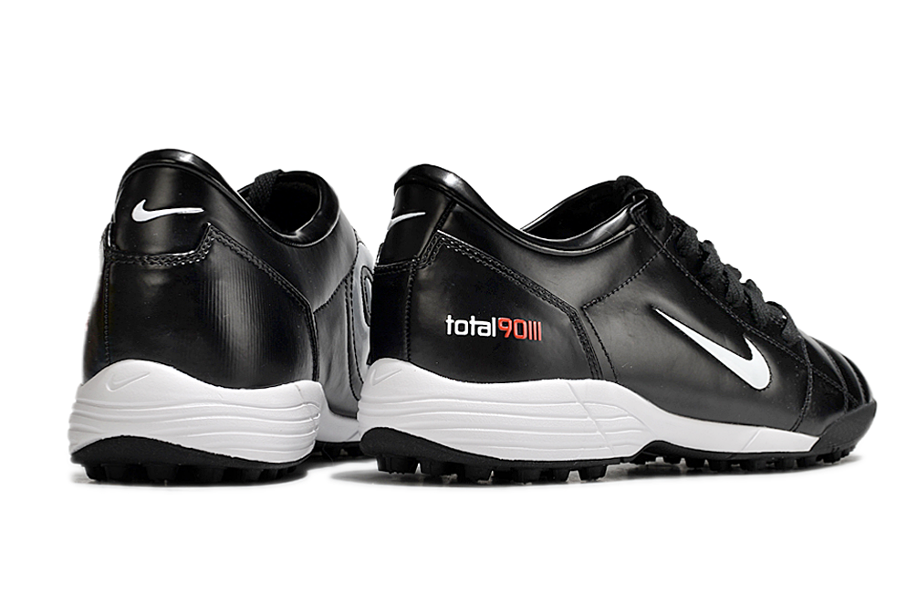 T90 Series MD Turf Soccer Shoes with Grass Spikes - Black/White/Metallic Silver