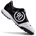 T90 Series MD Turf Soccer Shoes with Grass Spikes - Black/White/Silver