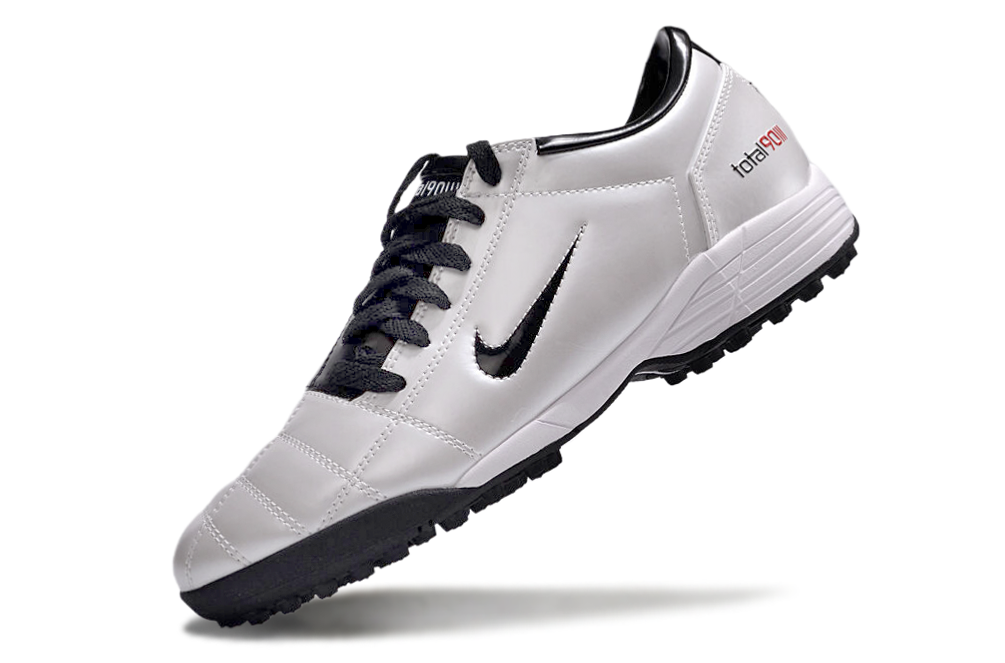 T90 Series MD Turf Soccer Shoes with Grass Spikes - Black/White/Silver