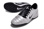 T90 Series MD Turf Soccer Shoes with Grass Spikes - Black/White/Silver