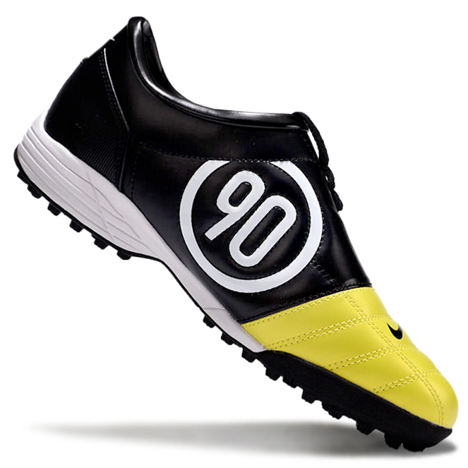 T90 Series MD Turf Soccer Shoes with Grass Spikes - Black/Yellow/White