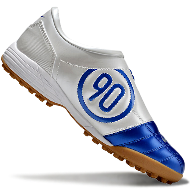 T90 Series MD Turf Soccer Shoes with Grass Spikes - Blue Void/Lt Smoke Grey/White/Brown